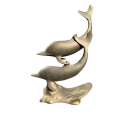 Brass Double Dolphin Sculpture 9`-Tall 11`-Length Swimming/Statue