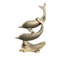 Brass Double Dolphin Sculpture 9`-Tall 11`-Length Swimming/Statue