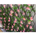 110cm Wooden Hedge with Artificial Flower Fence Screen Expanding Trellis