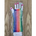 2 pairs x Fun rainbow fishing net etiquette long gloves sexy nightclu