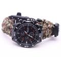 Outdoor Paracord Survival Watch Bracelet with Compass Whistle (green only)