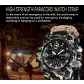 Outdoor Paracord Survival Watch Bracelet with Compass Whistle (green only)