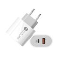 Fast Charger with 1 USB-A and 1 USB Type-C 20W / White