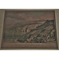 Antique print (on stone) - The Artillery Barracks, Guernsey from Clarence Battery L HAGHE 1829