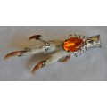 Vintage (c1950) silver plated and hallmarked Scottish Grouse claw pin with Amber Cairngorm stone