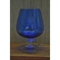 Vintage cobalt blue and twisted clear glass pedestal vase