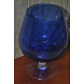 Vintage cobalt blue and twisted clear glass pedestal vase