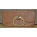 Retro 1970s Art Deco Revival Faux Leather and Bakelite Clutch Bag signed Retriever by Pointer