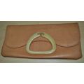 Retro 1970s Art Deco Revival Faux Leather and Bakelite Clutch Bag signed Retriever by Pointer