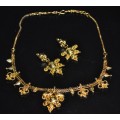 Traditional Indian Golf Tone Necklace and Earrings Jewellery Set For Women Wedding/Festive Wear