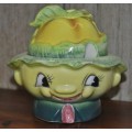 Vintage, Collectible Ceramic Anthropomorphic Smiling Fruit Sugar Bowl by Napco, Japan c1950