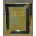 Retro Brass Photo Frame with Geometric Emerald Green and Black Design
