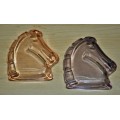 Vintage Art Deco Figural Horse Head Purple and Orange Glass Pin Dishes