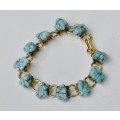 Vintage Gold Tone and Turquoise Link Bracelet