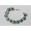 Vintage Gold Tone and Turquoise Link Bracelet