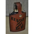 Vintage 0.2 Litre Glass Pocket Flask with Faux Leather Jacket Decorated with a Scarf