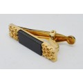 Vintage Gold tone and Faux Onyx Tie Clip