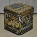 Antique, Collectible Peacock Brand Extra Superior Blend of Choicest Tea Tin