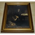 Antique Reproduction Painting Titled `A Fallen Icon` by J Collier Copyright 1913 Framed behind glass