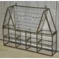 Vintage Brass and Glass House-shaped Curio Display Case Wall Hanging