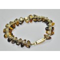 Vintage Gold Tone Tumbled Tigereye Semi-precious Stone Bracelet c1960