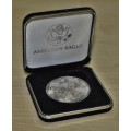 1996 American Silver Eagle 1oz 999 pure silver bullion coin in original box and packaging