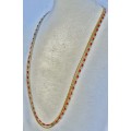 Vintage Gilt Metal Three Strand Chains and Faux Coral Beads Necklace