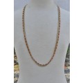 Vintage Gilt Metal Three Strand Chains and Faux Coral Beads Necklace