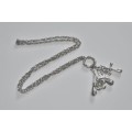 Vintage Silver Tone Dangling Charms Pendant, Necklace