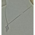 Vintage Silver Tone Chain and Cross Pendant with Clear Rhinestone
