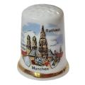 Collectible Vintage German Porcelain Thimble - Munchen, Rathaus, Frauen kirche