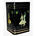 Vintage, Collectible Black and Gold Tea Tin Featuring Flamenco Dancers
