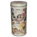 Vintage Biscuit Tin made by ARKS depicting the Four Seasons in an embroidered print c1970