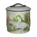 Rare, Collectible Vintage Round Storage Tin with a Romantic Scene in  Pastel Colours c1960