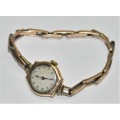 1930s Art Deco 9ct Gold plated Sterling Silver Bonmarche Strap Mechanical Ladies Cocktail Watch