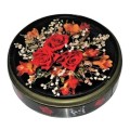 Vintage, Collectible Weston`s Black Biscuit Tin with Blood Red Roses