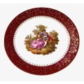 Vintage Large Limoges Castel France Fragonard Gilt Porcelain Display Plate - Romantic Couple
