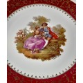 Vintage Large Limoges Castel France Fragonard Gilt Porcelain Display Plate - Romantic Couple