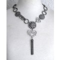 Vintage Chunky Antique Silver tone necklace by Honey