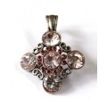 Vintage Silver Tone Removable Pendant with Clear and Red stones