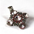 Vintage Silver Tone Removable Pendant with Clear and Red stones