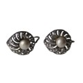 Vintage Art Deco 935 Sterling Silver and Marcasite Screw Back Earrings with Faux Pearls