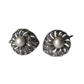 Vintage Art Deco 935 Sterling Silver and Marcasite Screw Back Earrings with Faux Pearls