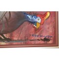 Guinea Fowl - Framed Acrylic on board signed Rita Knoetze
