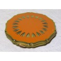 Vintage Gold tone and Orange Princess Stratton Powder Compact with matching Stratton Lipview c1950
