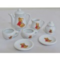 Vintage Miniature Ceramic Dollhouse 9 piece Teddy Bear tea set
