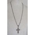 Vintage silver tone cross pendant necklace