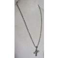 Vintage silver tone cross pendant necklace