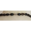 Vintage Art Deco style black and copper glass bead necklace