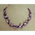 Vintage purple mother of pearl beaded necklace